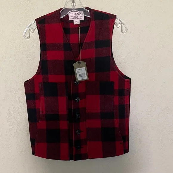 Filson NWT Vest 100% Wool Buffalo Plaid XS - Picture 1 of 7